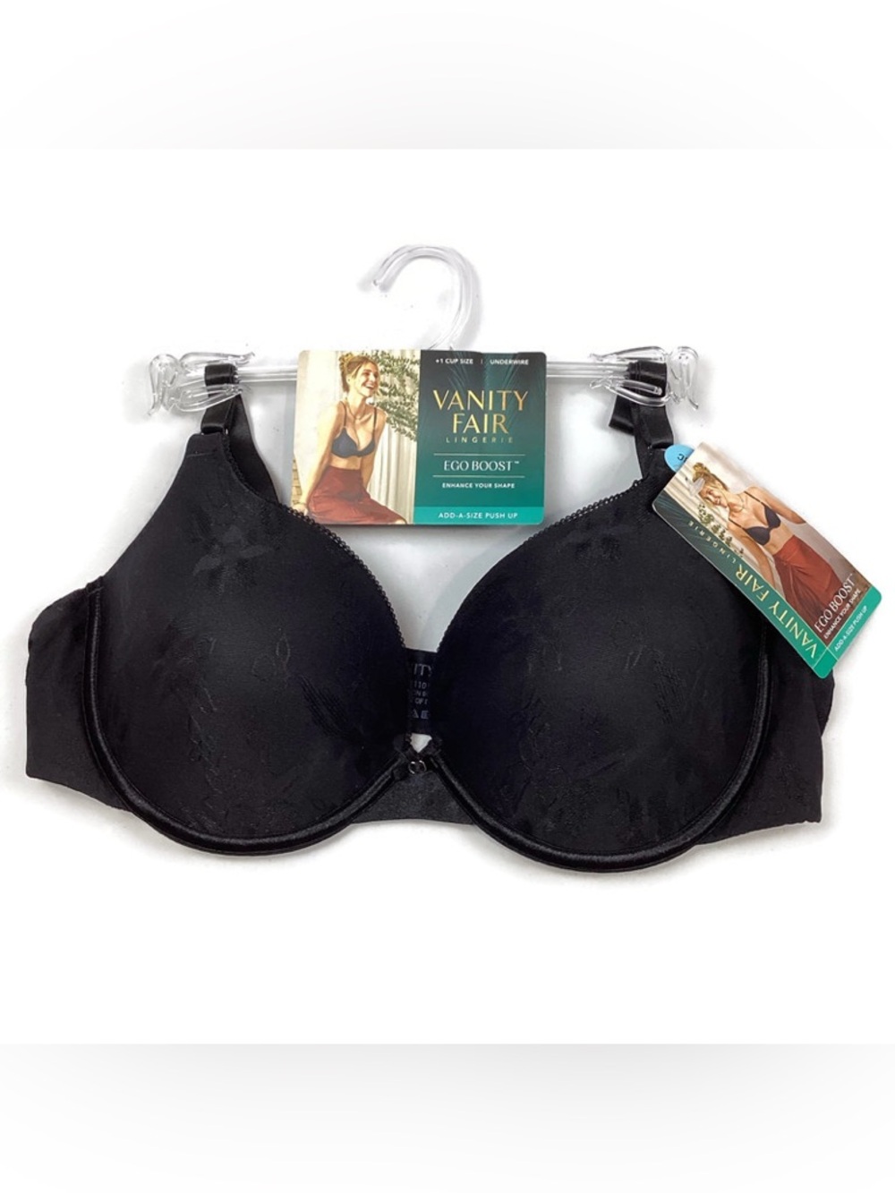 Vanity Fair Lingerie Ego Boost Push Up Black Bra 38C NEW! Retail $44